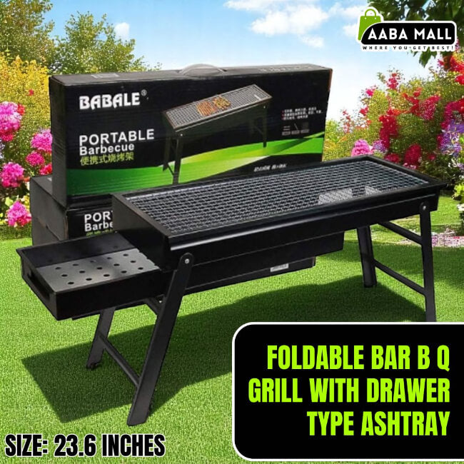 Foldable Portable BBQ Grill 23.6 Inch | Heavy‑Duty Barbecue Angeethi with Drawer Ashtray – Outdoor & Indoor Cooking