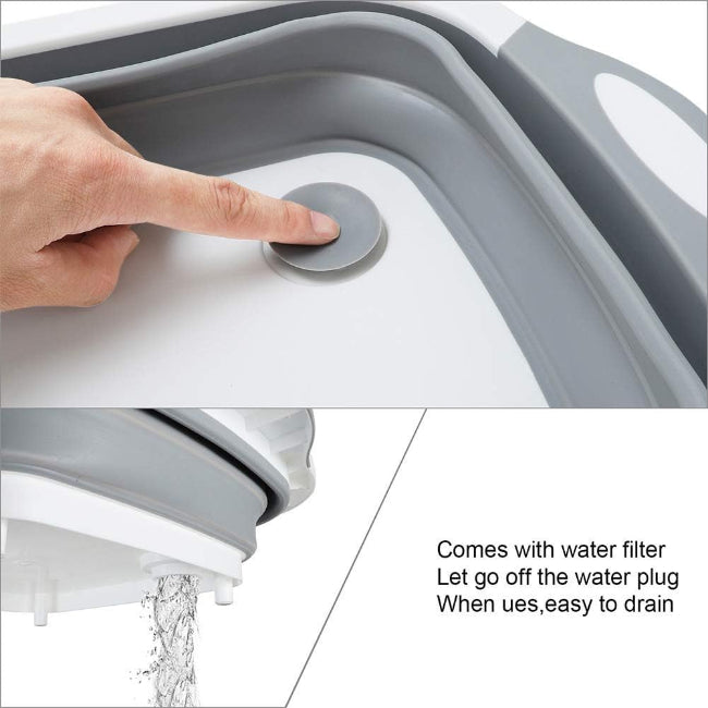 3-in-1 folding collapsible cutting board and washing drain sink storage basket for kitchen food prep