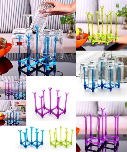 Folding Glass Stand Cup Holder & Storage Rack For Living Room
