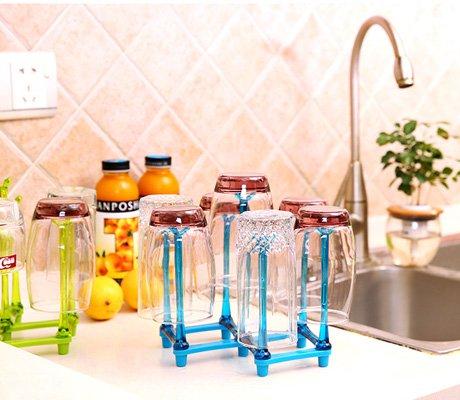 Folding Glass Stand Cup Holder & Storage Rack For Living Room