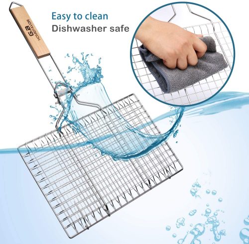 Stainless Steel Folding Grill Food Grade Grill Basket (Large)