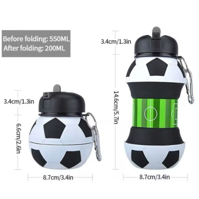 Kids collapsible ball shaped silicone water bottle, foldable BPA free leakproof jug for school lunch and sports team gift