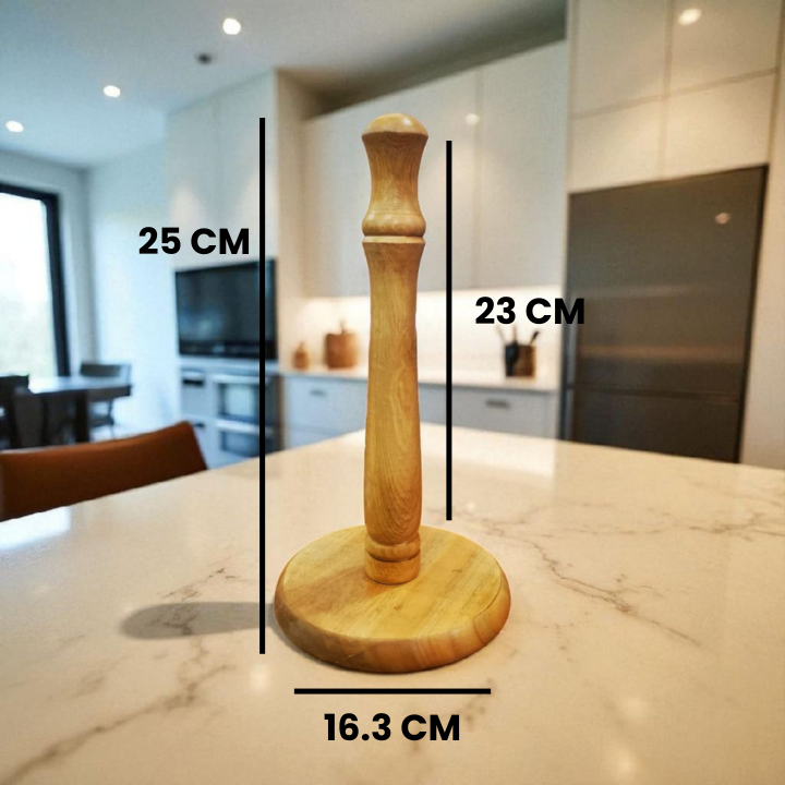 Upright Wooden Paper Towel Holder β Freestanding Tissue Roll Stand for Kitchen & Bathroom | Rustic Wooden Kitchen Roll Dispenser