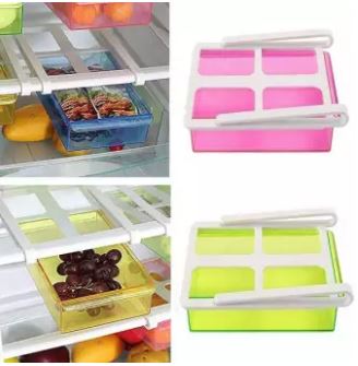 Fridge Storage Trays, Rack, Shelf, Drawer, Holder- Multipurpose, Plastic Tray, Space Saving, Slider Tra
