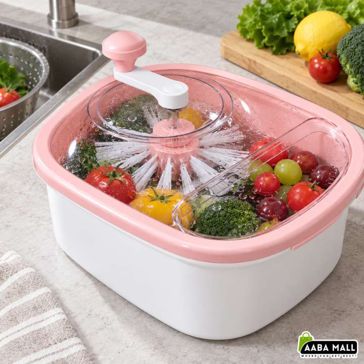 Fruit Vegetable Cleaner Spin Scrubber Brush | Portable Food Washer with Self‑Draining System | Kitchen Hygiene Tool