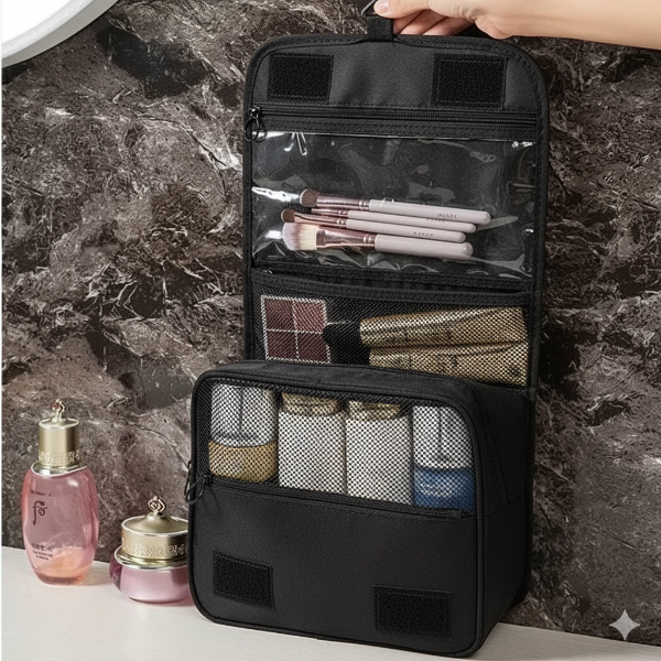 Hanging Travel Toiletry Bag β Portable Makeup Pouch & Cosmetic Organizer Case for Women and Girls
