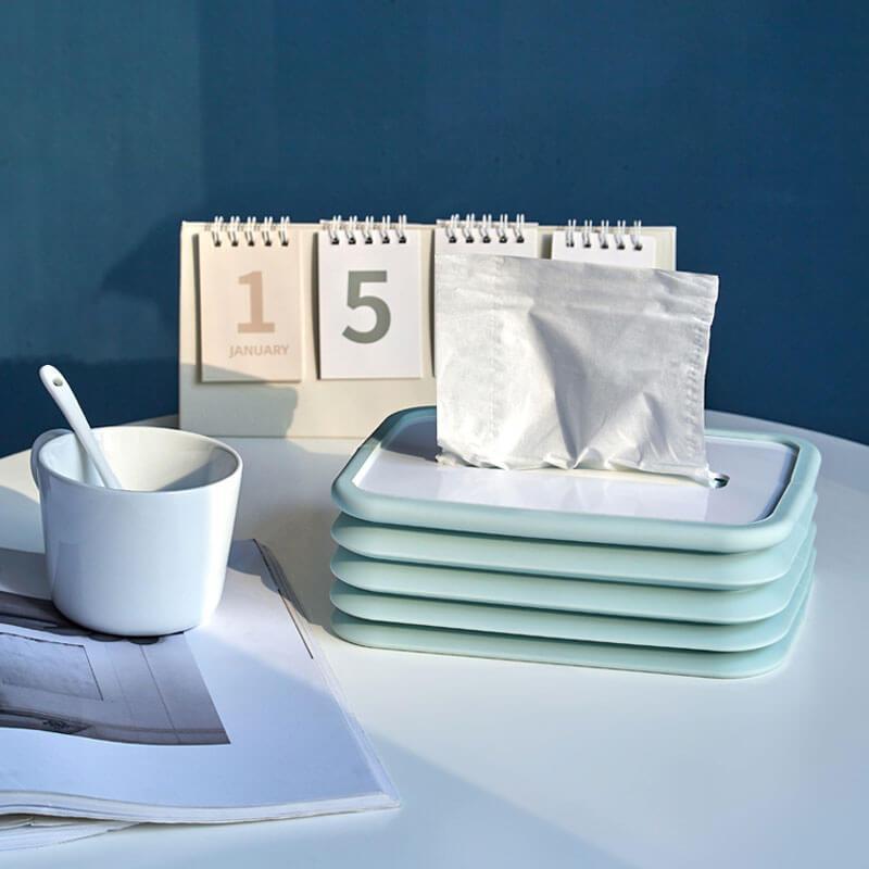 Foldable Silicone Tissue Box Holder Cover | Rectangular Elastic Lift Design | Durable & Flexible Tissue Storage for Bedroom, Bathroom, Office