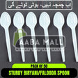 50 PCS Heavy-Duty Disposable FALOODA / Biryani Spoons Sturdy Plastic Table Spoons