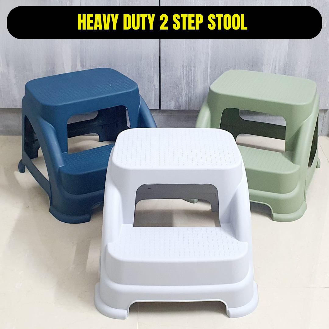 2-Step Heavy Duty Stool | Slip-Resistant Step Stool for Kitchen, Bathroom & Room