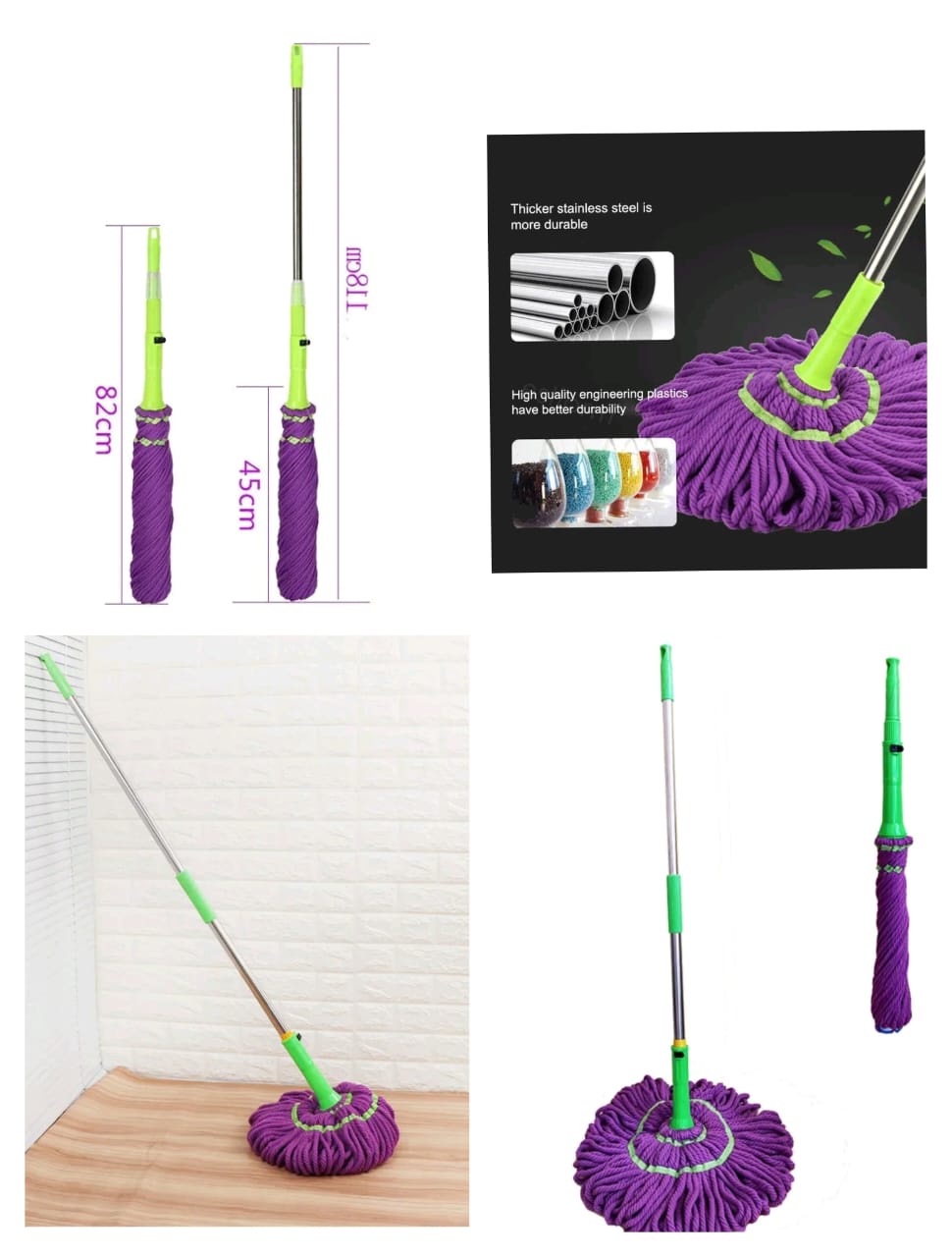 360Β° Rotating Microfiber Mop β High Absorbent Floor Cleaning Mop with Wet & Dry Use, Dirt-Water Separation β Household & Commercial Cleaning Tool