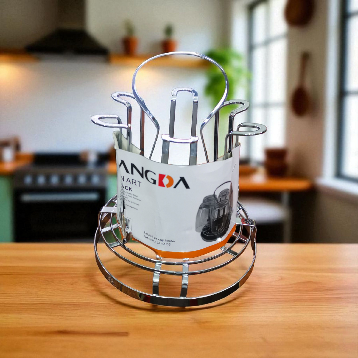 Luxury Metal Glass Drying Rack β 6-Cup Holder with Fixators, Mug Drainer & Organizer Stand for Kitchen Counter β Water Mug Drying Shelf for Home & Household Use