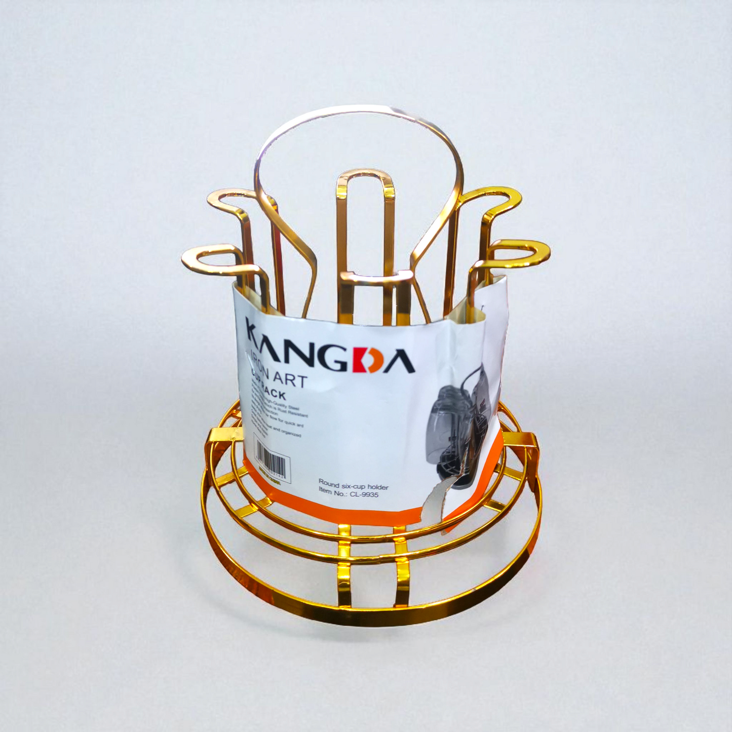 Luxury Metal Glass Drying Rack β 6-Cup Holder with Fixators, Mug Drainer & Organizer Stand for Kitchen Counter β Water Mug Drying Shelf for Home & Household Use