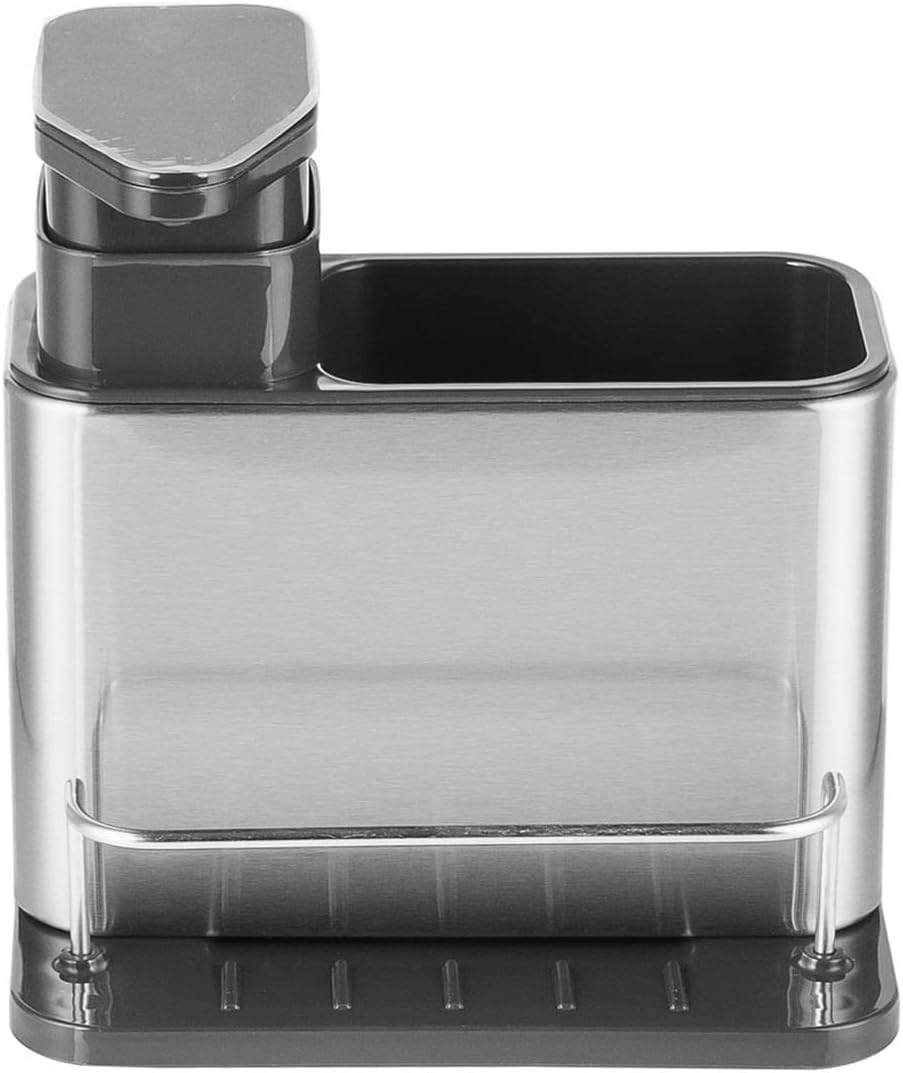 Essentials Kitchen Sink Tidy Caddy Sponges Holder with Liquid Soap Dispenser – 340ml Kitchen Soap Dispenser