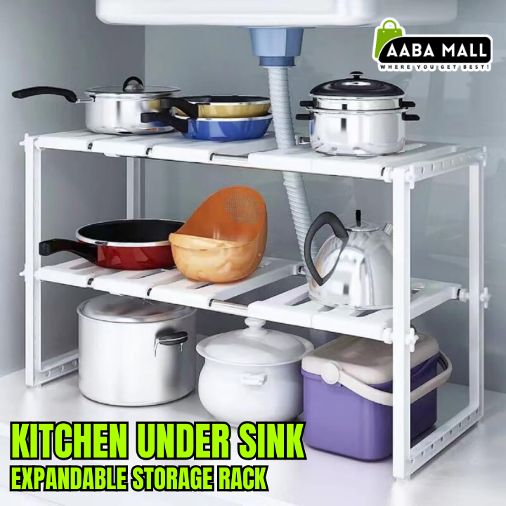 under sink storage, kitchen organizer, adjustable shelf, expandable rack, cabinet organizer, bathroom storage, space saving rack, kitchen storage shelf, multi functional rack