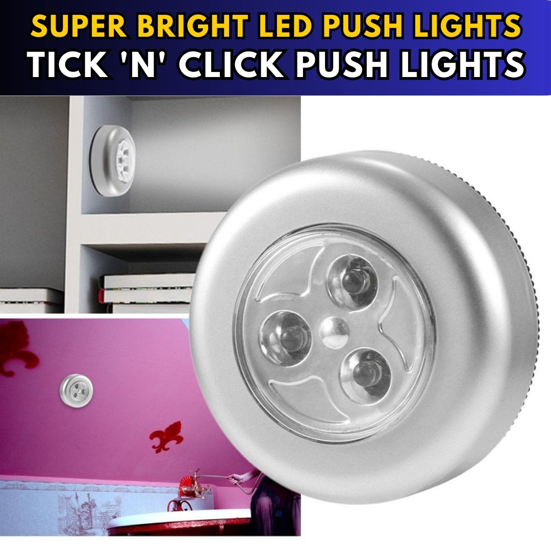 STICK 'N' CLICK SUPER BRIGHT LED PUSH LIGHTS