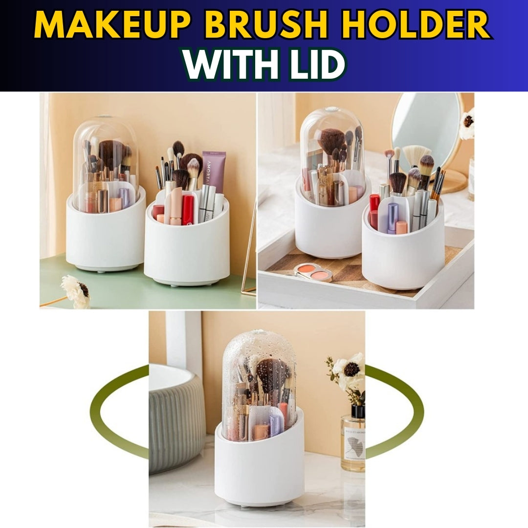 Portable Rotating Makeup Brush Storage Box & Cosmetic Holder