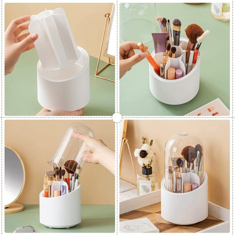 Portable Rotating Makeup Brush Storage Box & Cosmetic Holder