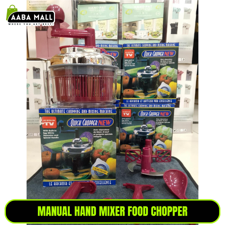 Hand Mixer Food Chopper | Manual Food Processor & Mixer Blender | Rotary Onion Chopper for Garlic, Salad, Salsa, Vegetables & Nuts