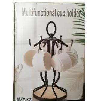 1 X Creative Rustic Metal Coffee Mug Tree Holder Organizer, Display Rack with 6 Hooks for Large Mugs on Kitchen