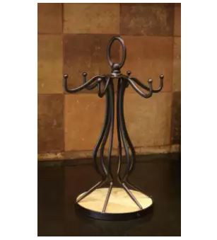 1 X Creative Rustic Metal Coffee Mug Tree Holder Organizer, Display Rack with 6 Hooks for Large Mugs on Kitchen