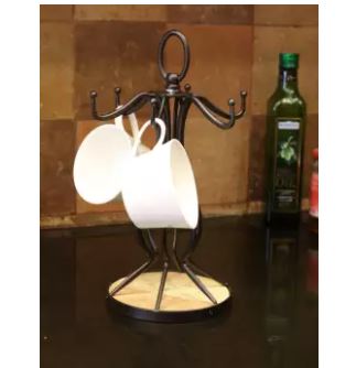 1 X Creative Rustic Metal Coffee Mug Tree Holder Organizer, Display Rack with 6 Hooks for Large Mugs on Kitchen
