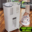 Rolling Laundry Cart with Wheels ? 2-Tier Trolley & 3-Basket Clothes Sorter