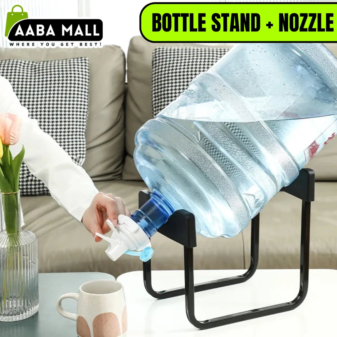 Water Bottle Stand Metal Rack Dispenser Water Jug Holder Non-Screw with Water Tap