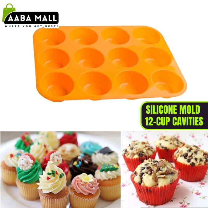 Silicone Cupcake Mold Muffin Tray Tin Cupcake Pan 12-Cup Cavities
