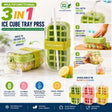 Multifunctional 3 in 1 Ice Cube Tray Press | Easy Demoulding Portable Water Bottle with Straw | DIY Ice Cube Maker for Kitchen, Bar & Outdoor Use