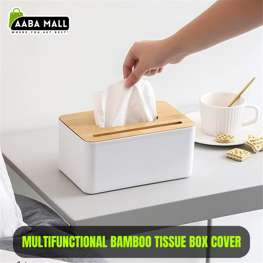 Wooden Cover Plastic Tissue Box With Phone Holder Household Paper Towel Storage Box Home Office Removable Tissue Case