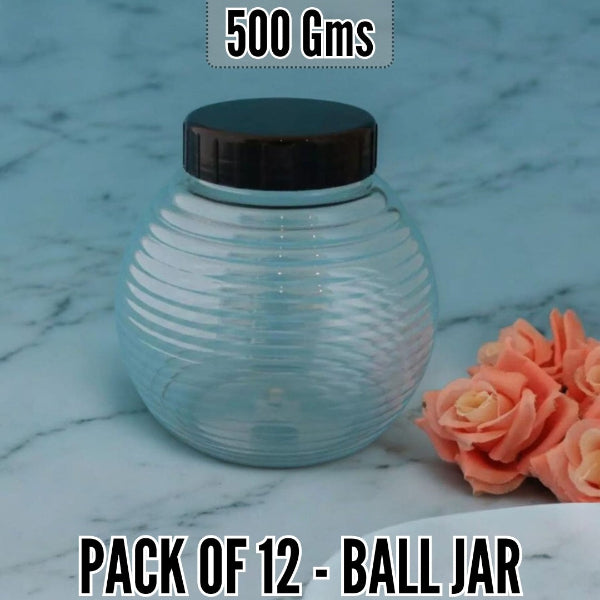 ball jar, 500gm jar, plastic container, airtight jar, food storage jar, kitchen organizer, BPA free jar, transparent jar, snack jar, round jar