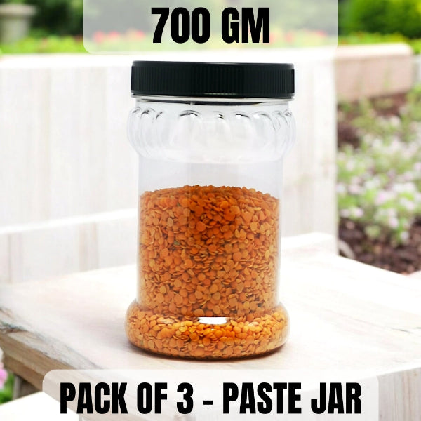 paste jar, 700gm jar, plastic container, airtight jar, food storage jar, kitchen jar, BPA free jar, transparent jar, pickle jar, sauce jar