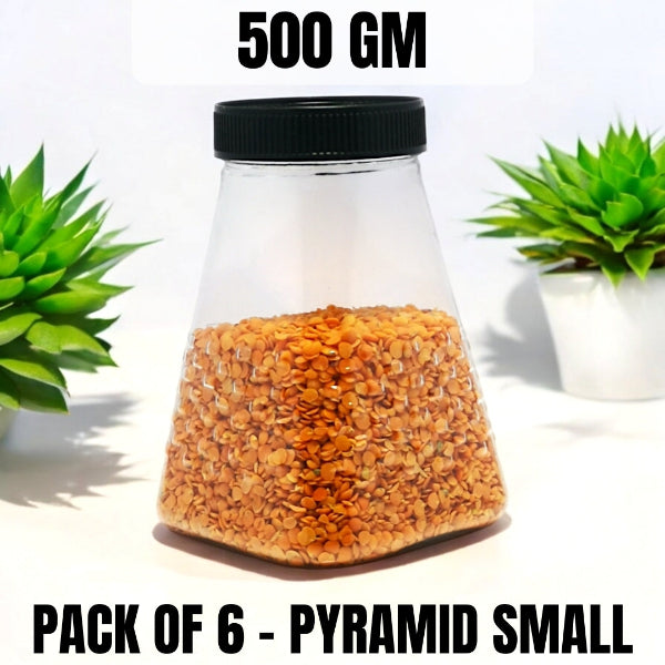 pyramid jar, 500gm jar, plastic container, airtight jar, food storage jar, kitchen organizer, BPA free jar, transparent jar, snack jar