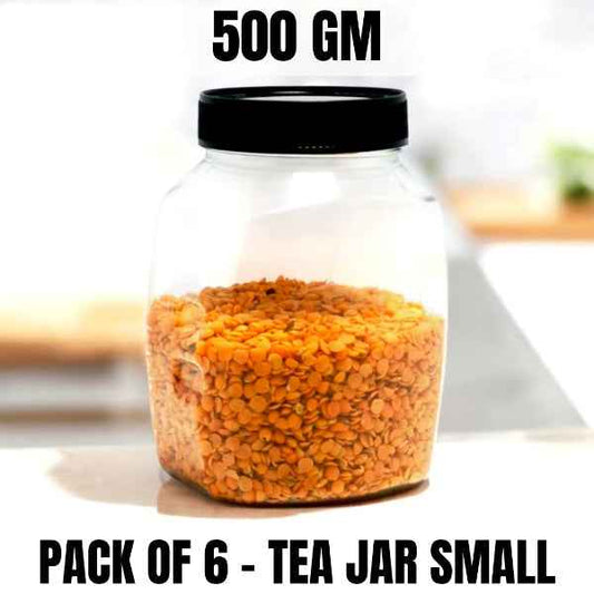 Tea 500GM Plastic Jar ? Premium Airtight Food Storage Container | BPA-Free Transparent Kitchen Organizer
