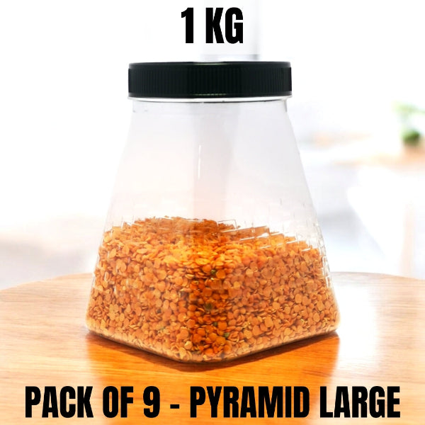 pyramid jar, 1kg jar, plastic container, airtight jar, kitchen storage jar, BPA free jar, transparent jar, food storage container, premium jar