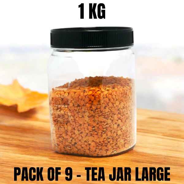 Tea 1KG Plastic Jar – Premium Airtight Food Storage Container | BPA-Free Transparent Kitchen Organizer