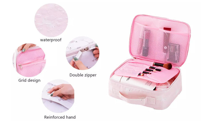 Portable waterproof hanging travel cosmetic bag organizer for toiletries, unisex design, shown with zipper compartments