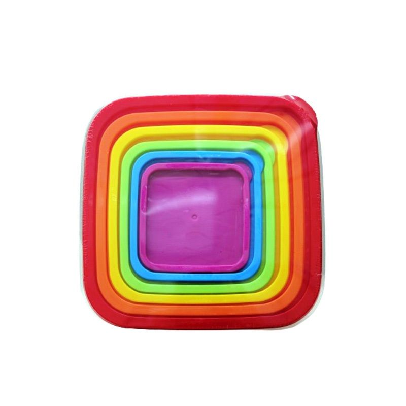 Set Of 6 Plastic Food Storage Container Square