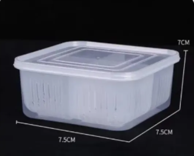 4 Pcs Detachable Drain Food Storage Basket Container With Lid Airtight Refrigerator Food Box - AABA MALL
