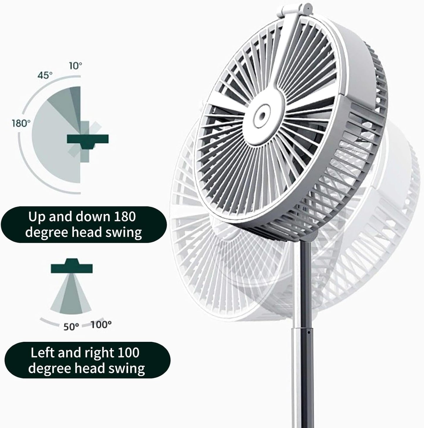 Rechargeable Height Adjustable 2 in 1 Pedestal and Table Fan Portable Fan Air Cooler Outdoor Indoor Travel