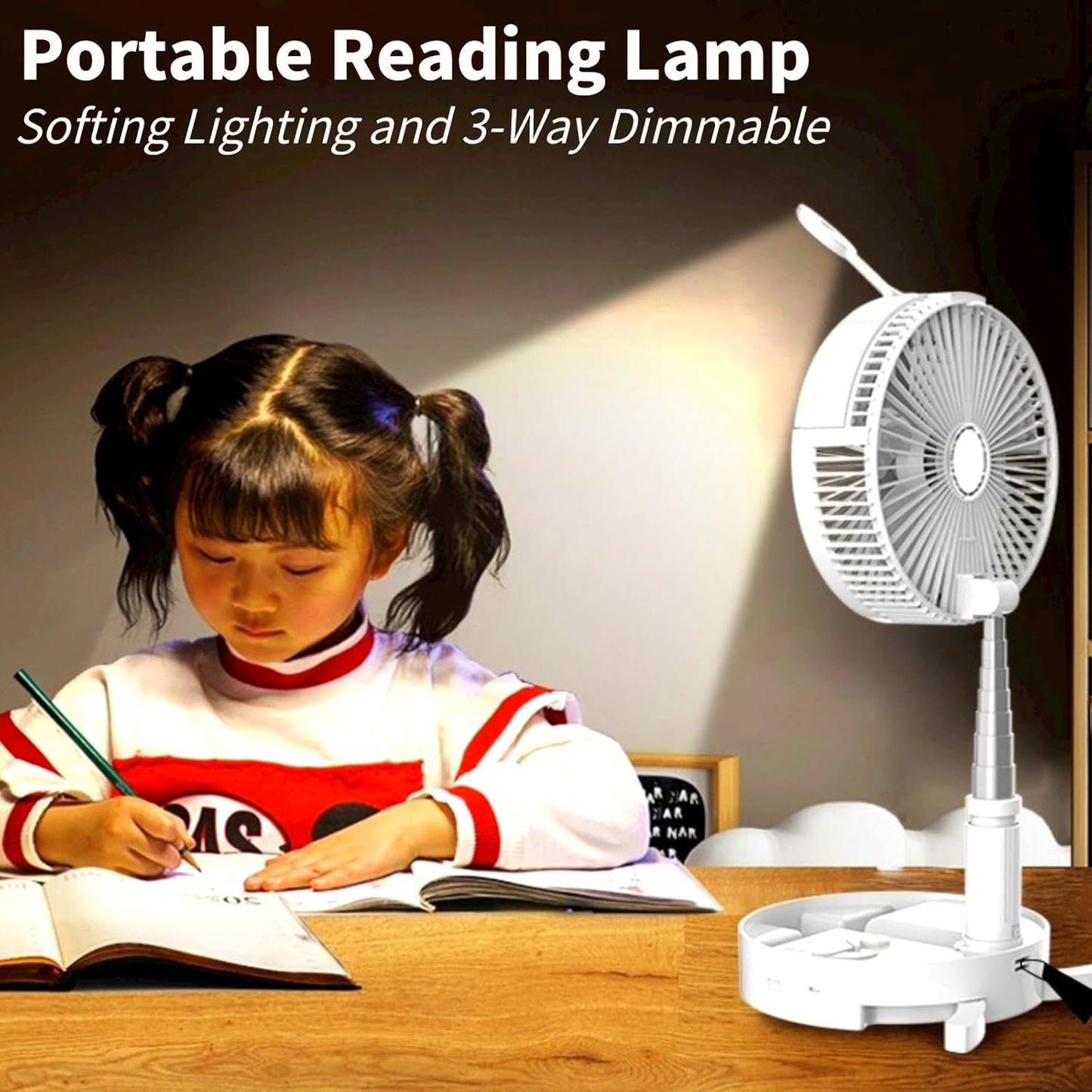 Rechargeable Height Adjustable 2 in 1 Pedestal and Table Fan Portable Fan Air Cooler Outdoor Indoor Travel