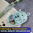 Portable Transparent Travel Jewelry Organizer Box - With 2 Hair Ties Mini Travel Size Jewelry Storage Case