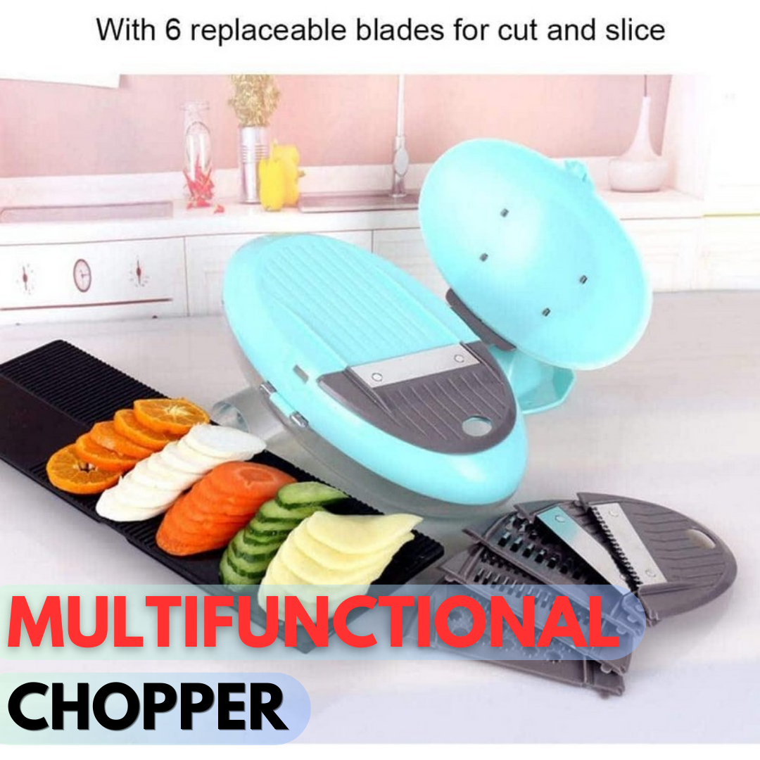 Multifunctional 6 in 1 Vegetable Chopper - Durable Vegetable Cutter with 6 Stainless Steel Blades