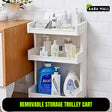 White Slide-Out Trolley Cart | Removable Storage Tower Trolley With Wheels