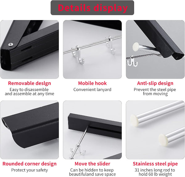 Clothing drying rod mounted near washing machine