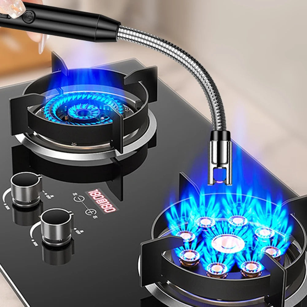 Rechargeable Electric Arc Lighter | Portable USB Lighter with LED | Long Neck Flameless BBQ Lighter for Gas Stove, Kitchen & Outdoor