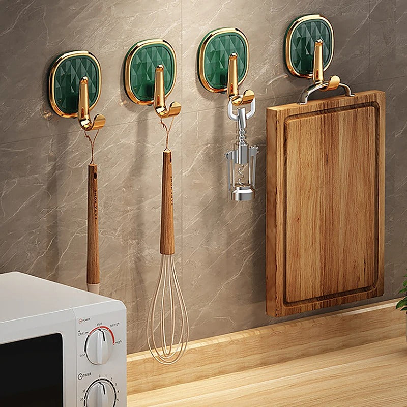 Heavy-Duty Self-Adhesive Golden Multi Color Hooks β Wall Hooks for Home & Kitchen | Strong Hold up to 2kg