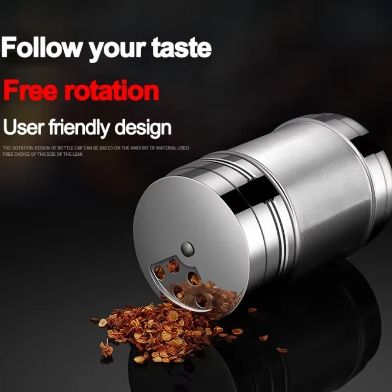 2 pcs Stainless Steel Seasoning Storage Rotatable Adjustable Salt/Spice Shaker Namak Dani - AABA MALL