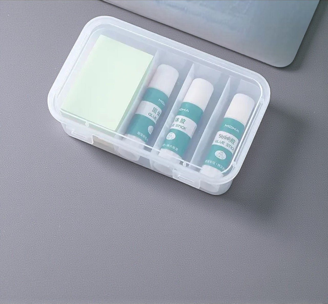 Transparent 4 Compartment Box, Data Cable Organizer With Lid, Dustproof Desktop Organizer For Office Home