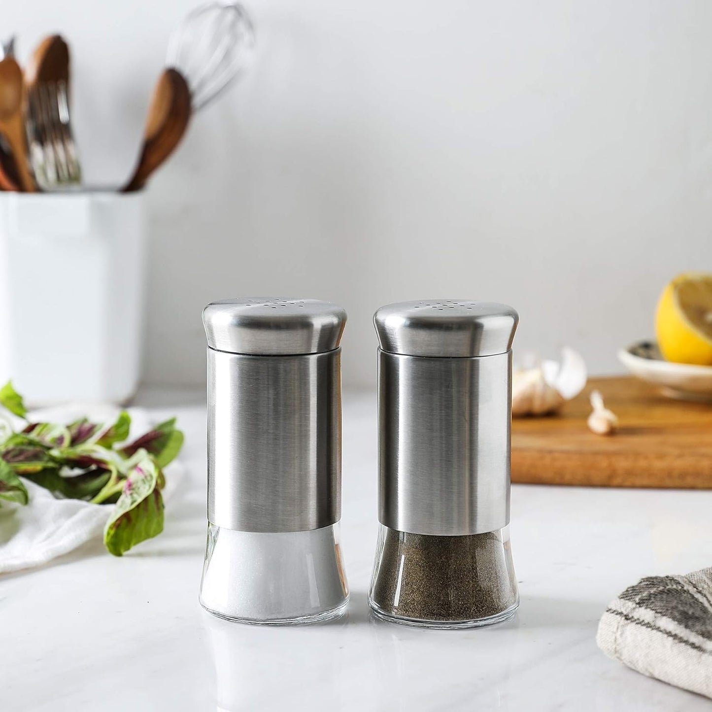 2 pcs Stainless Steel Vintage Farmhouse Salt & Pepper Shaker Set 130ML
